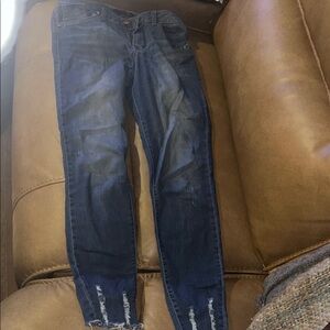 1822 Denim Dark Blue Distressed Skinny Jeans